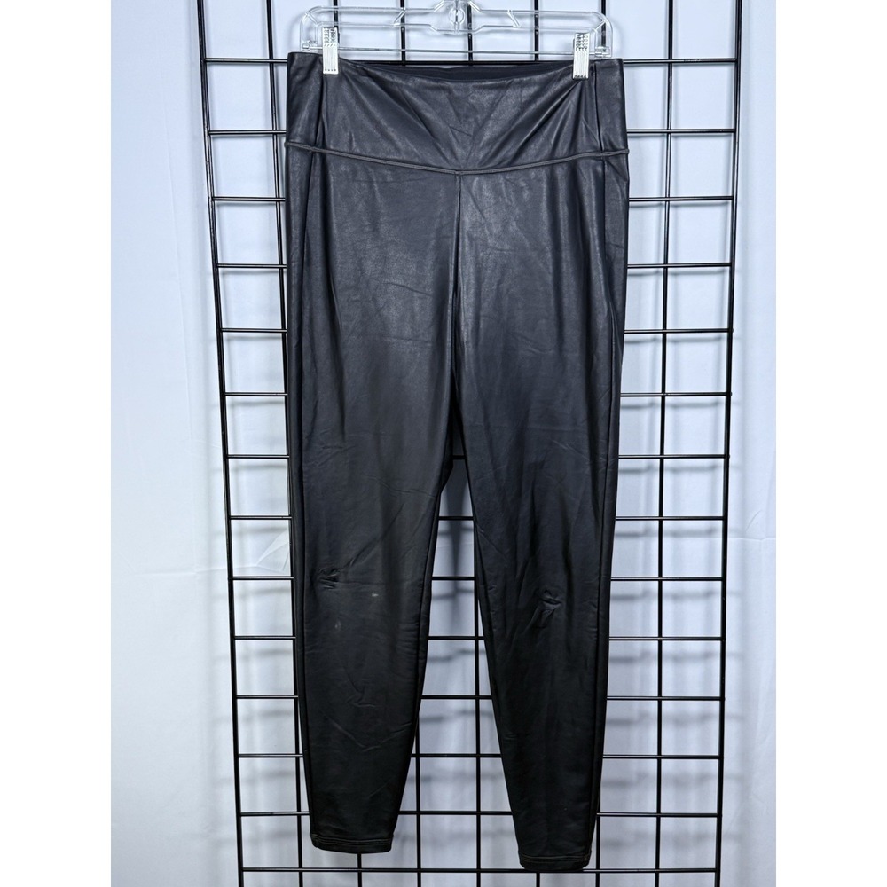 ATHLETA All Over‎ Gleam Faux Leather Tight Leggings Womens M Black Casual Active